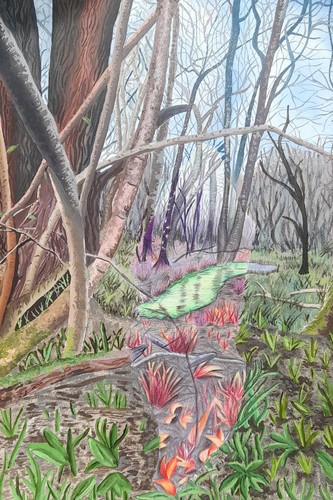 Forest portal oil painting - oil, painting-